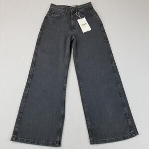 Sezane Jeans Womens US 2 FR 34 Gray Le Crop High Rise Wide Leg Denim Pants NWOT